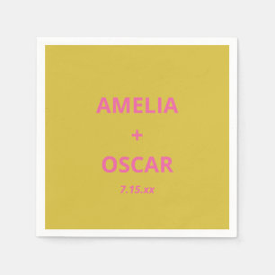 Fett Moderne Chartreuse Rosa Gelbe Hochzeit indivi Serviette