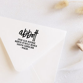 Fett moderne Handschrift Familienname Rücksendeadr Gummistempel