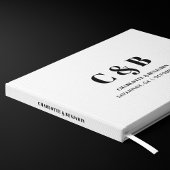 Fett Moderne Minimalistisch-White-Monogram-Hochzei Gästebuch