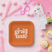Fett Moderne Orange Graduation Party Pappteller (Party)