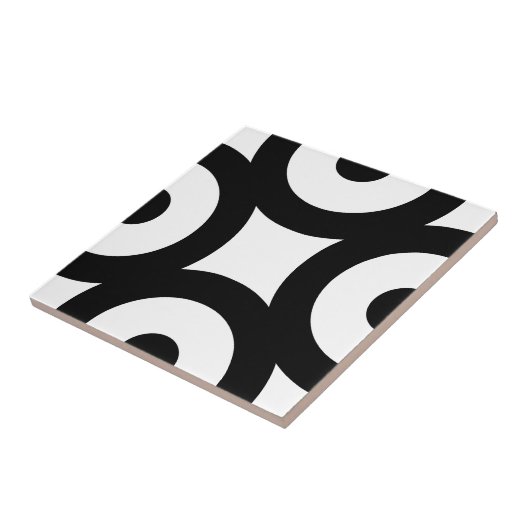 Fett moderne originale Kreise Punkte Schwarz-weiß Fliese (Seite)