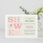 Fett Moderne Pink Babydusche Einladung (Stehend Vorderseite)