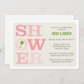 Fett Moderne Pink Babydusche Einladung (Vorne/Hinten)