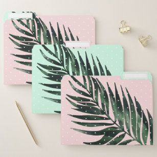 Fett Moderne rosa und grüne tropische Palmen Blätt Papiermappe