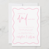 Fett moderne Rot-Rot-Rosa-Hochzeitsfeier Einladung (Vorderseite)