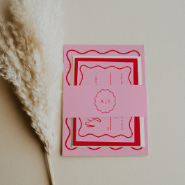 Fett moderne Rot-Rot-Rosa-Hochzeitsfeier Einladungsbanderole