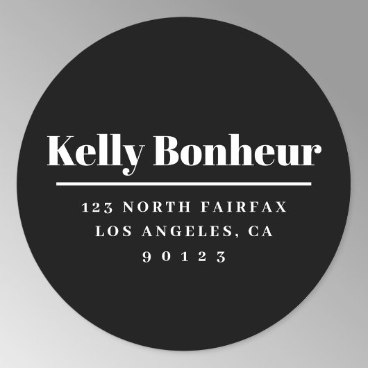 Fett Moderne Rücksendeadresse Schwarz & Weiß Runder Aufkleber