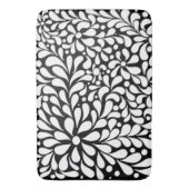 Fett moderne weiße Blume auf schwarzem Hintergrund Badematte (Vorderseite Vertikal)