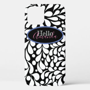 Fett moderne weiße Blume auf schwarzem Hintergrund Case-Mate iPhone Hülle