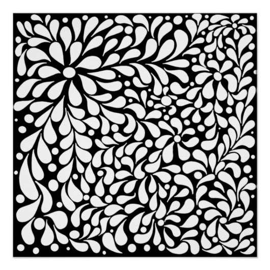 Fett moderne weiße Blume auf schwarzem Hintergrund Poster (Vorderseite)