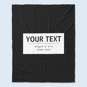 Fett moderner bearbeitbarer Text   Schwarz und Wei Fleecedecke