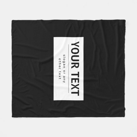 Fett moderner bearbeitbarer Text | Schwarz und Wei Fleecedecke (Vorderseite (Horizontal))