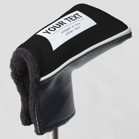 Fett moderner bearbeitbarer Text | Schwarz und Wei Golf Headcover (3/4 Vorderseite)