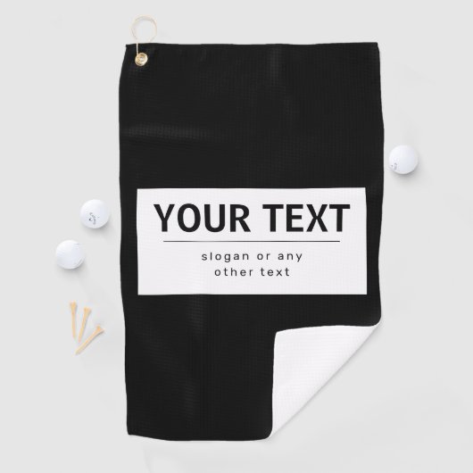 Fett moderner bearbeitbarer Text | Schwarz und Wei Golfhandtuch (Insitu)