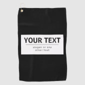 Fett moderner bearbeitbarer Text | Schwarz und Wei Golfhandtuch (Vorderseite)