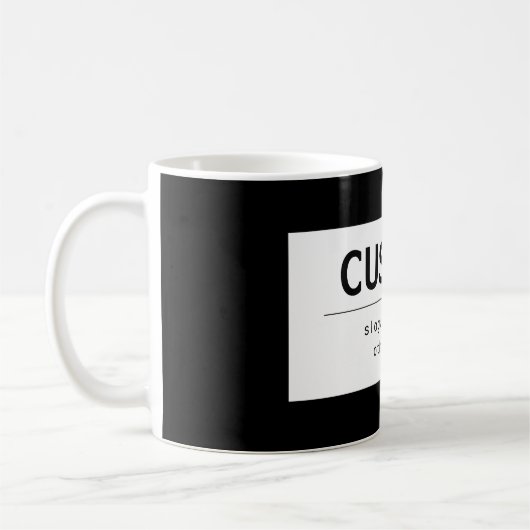 Fett moderner bearbeitbarer Text | Schwarz und Wei Kaffeetasse (Links)