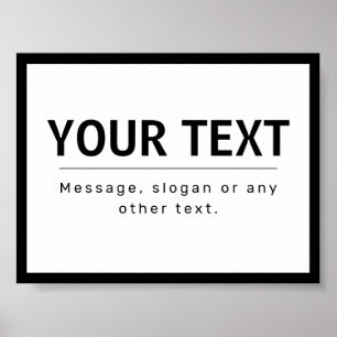 Fett moderner bearbeitbarer Text   Schwarz und Wei Poster