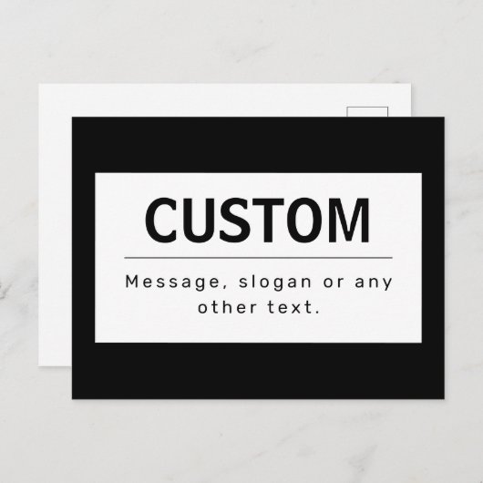 Fett moderner bearbeitbarer Text | Schwarz und Wei Postkarte (Vorne/Hinten)