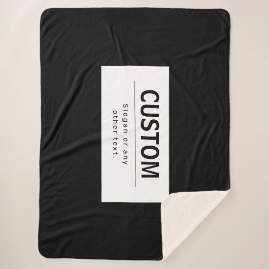 Fett moderner bearbeitbarer Text | Schwarz und Wei Sherpadecke (Vorderseite)