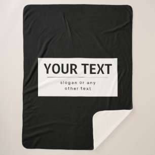 Fett moderner bearbeitbarer Text   Schwarz und Wei Sherpadecke