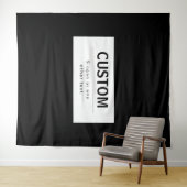 Fett moderner bearbeitbarer Text | Schwarz und Wei Wandteppich (Beispiel (Horizontal))