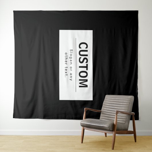 Fett moderner bearbeitbarer Text | Schwarz und Wei Wandteppich (Beispiel (Horizontal))