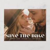 Fett Moderner bearbeitbarer Text Zwei Foto Save th Ankündigungspostkarte (Vorderseite)