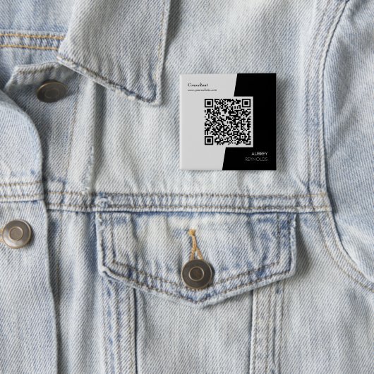 Fett moderner Beruflicher QR-Code schwarz und weiß Button (Beispiel)