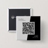 Fett moderner Beruflicher QR-Code schwarz und weiß Button (Vorne & Hinten)