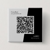 Fett moderner Beruflicher QR-Code schwarz und weiß Button (Vorderseite)