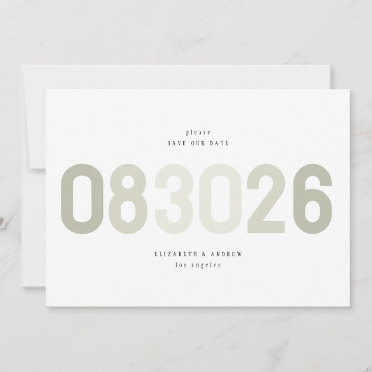 Fett moderner Big Date in Sage Green Foto Save The Date (Vorderseite)