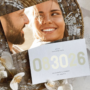 Fett moderner Big Date in Sage Green Foto Save The Date