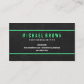 Fett moderner dunkler Grau mit neongrünen Akzenten Visitenkarte (Rückseite)