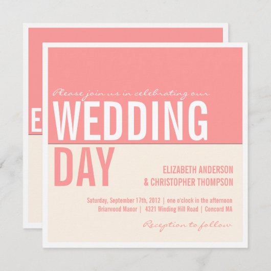 Fett Moderner grafischer Block Hochzeitsempfang Einladung (Vorne/Hinten)