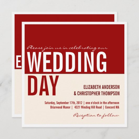 Fett Moderner grafischer Block Hochzeitsempfang Einladung (Vorne/Hinten)