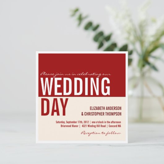 Fett Moderner grafischer Block Hochzeitsempfang Einladung (Stehend Vorderseite)