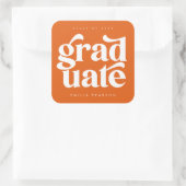 Fett Moderner Orange-Abschluss Quadratischer Aufkleber (Tasche)