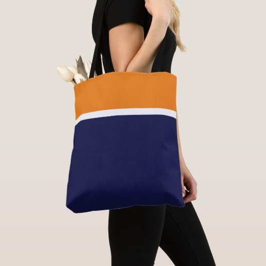 Fett moderner orangefarbener weißer Navy-Blauer Fa Tasche (Von Nahem)