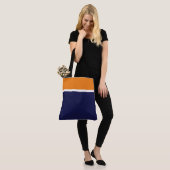 Fett moderner orangefarbener weißer Navy-Blauer Fa Tasche (Am Model)