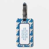 Fett modernes Aqua-Blau-Hahnentrittmuster mit Mono Gepäckanhänger (Rückseite vertikal)