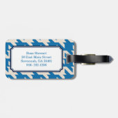 Fett modernes Aqua-Blau-Hahnentrittmuster mit Mono Gepäckanhänger (Rückseite horizontal)