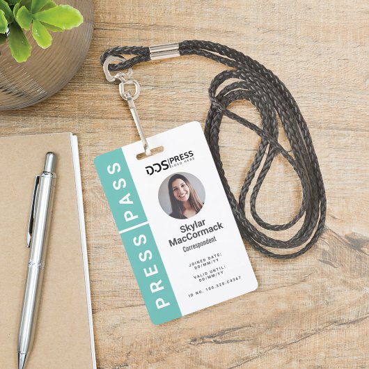 Fett Modernes Aquamarines Circle Foto Press Pass & Ausweis