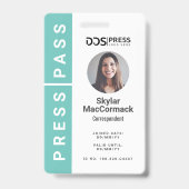 Fett Modernes Aquamarines Circle Foto Press Pass & Ausweis (Vorderseite)