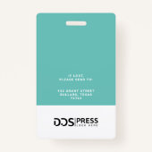 Fett Modernes Aquamarines Circle Foto Press Pass & Ausweis (Rückseite)