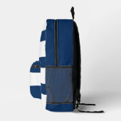 Fett Modernes, blaues Streifenmuster mit Herz Bedruckter Rucksack (Rechts)