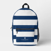 Fett Modernes, blaues Streifenmuster mit Herz Bedruckter Rucksack (Vorderseite)