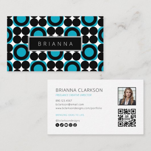 Fett modernes Design mit Foto- und QR-Code Visitenkarte (Vorne/Hinten)