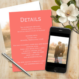 Fett Modernes Foto in Rosa und Korallen Hochzeitsd Einladung