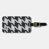 Fett modernes graues Hahnentrittmuster mit Monogra Gepäckanhänger (Vorderseite horizontal)