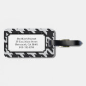 Fett modernes graues Hahnentrittmuster mit Monogra Gepäckanhänger (Rückseite horizontal)